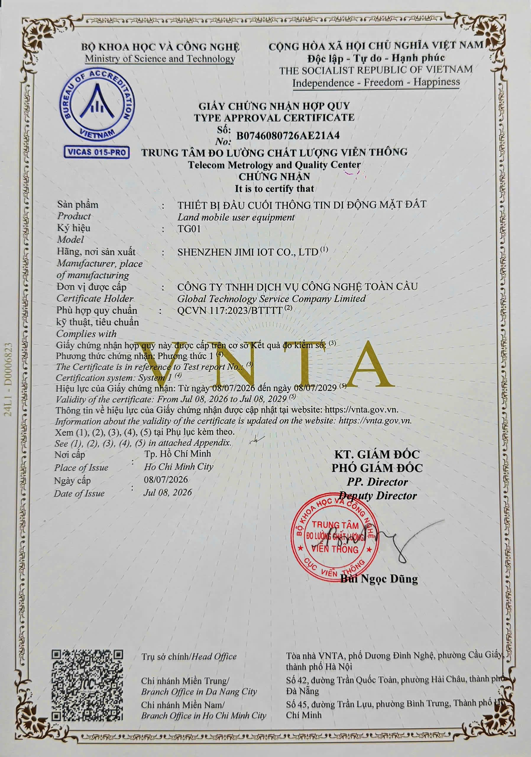 chứng nhận hợp quy tg01